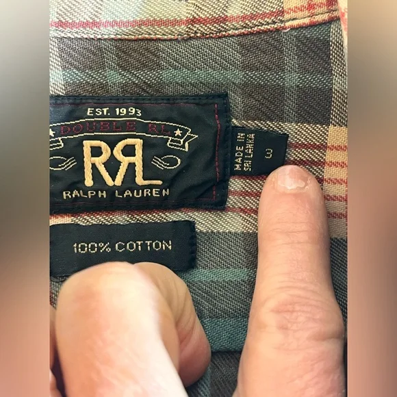RRL Vintage Ralph Lauren Multicolor Plaid Cotton Shirt size 3 Medium - Picture 12 of 14